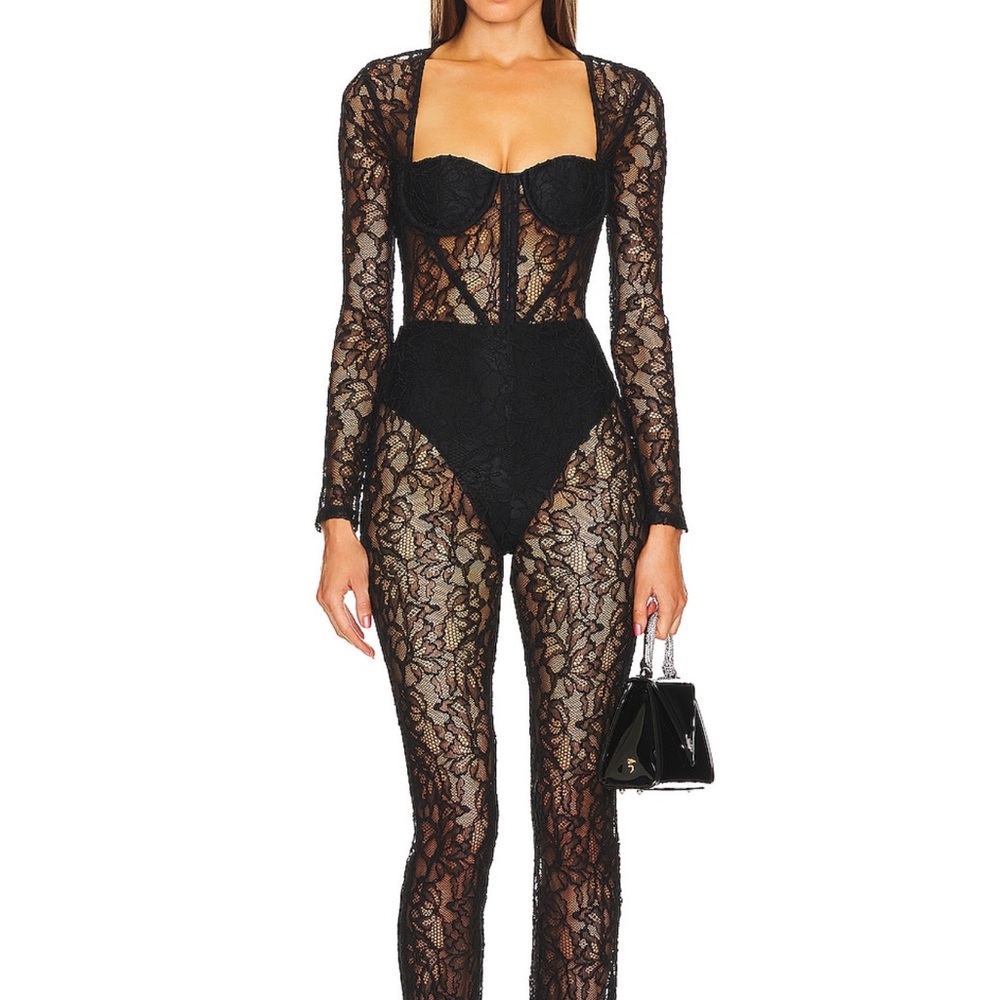 Michael Costello Black Lace Jumpsuit